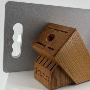 Cutco 10-Slot Wooden Knife Block Honey Oak and Cutco Cutting Board USA